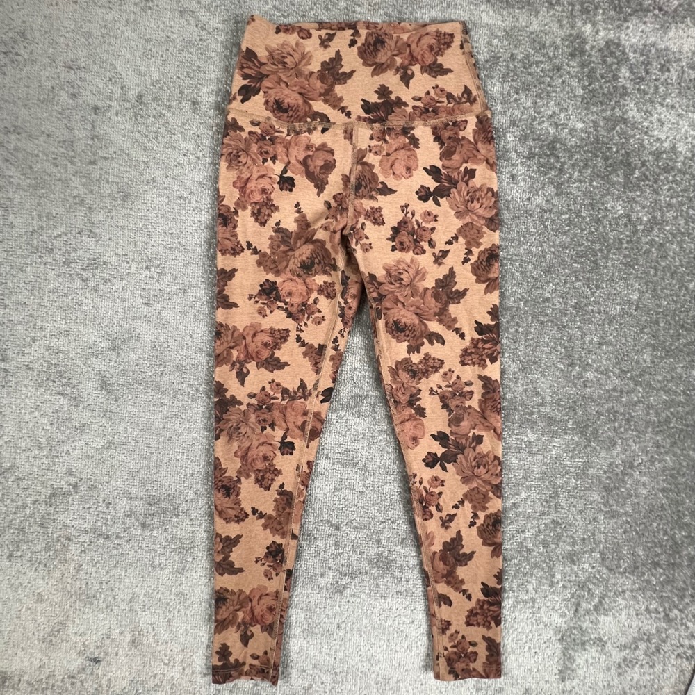 Beyond Yoga Womens Floral High Waisted Leggings Brown Tan Size Medium 4444